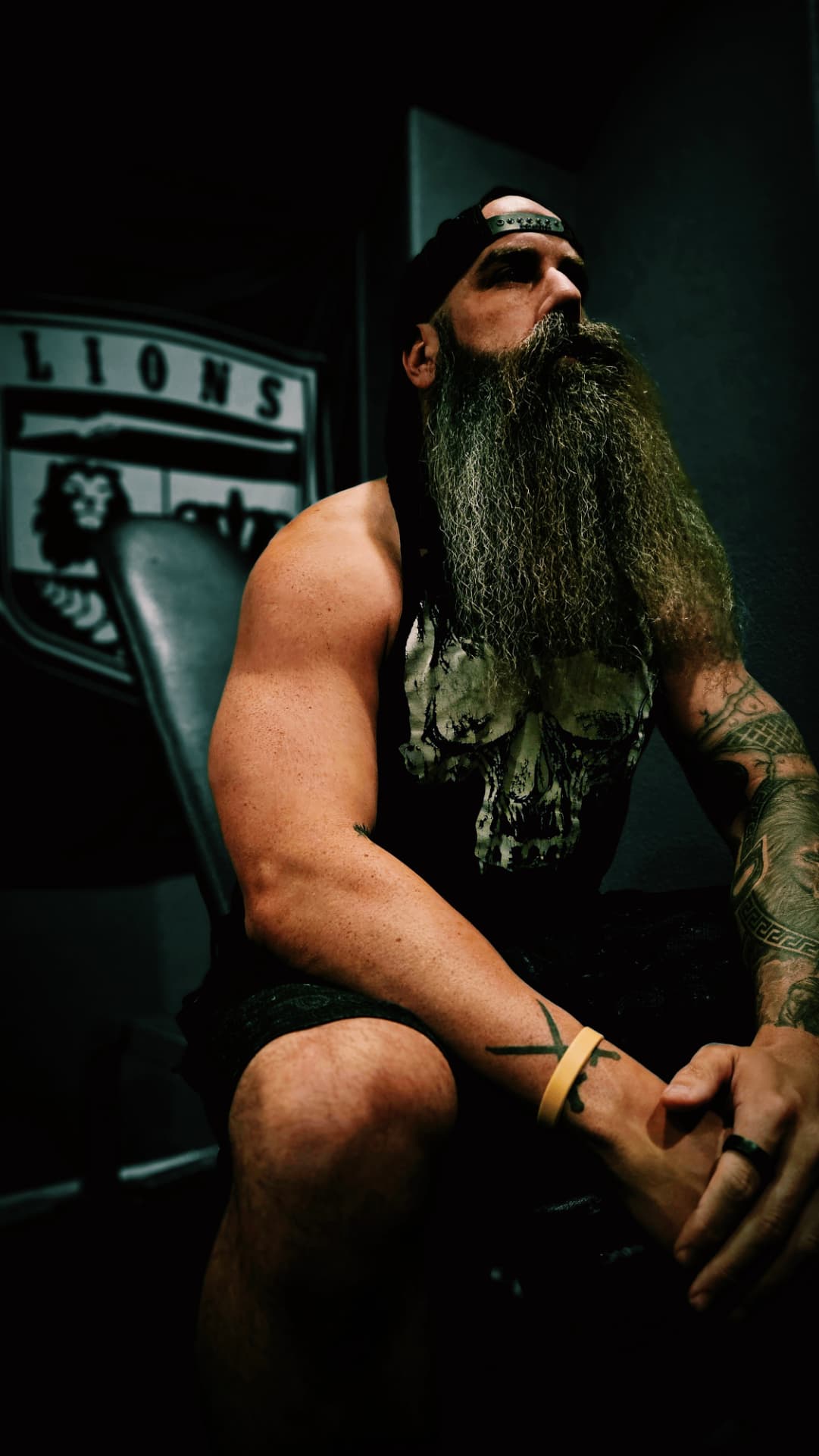 Paul Berens on the bench in his gym